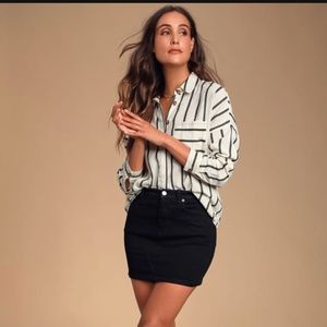 Lulus white stripe bf button up